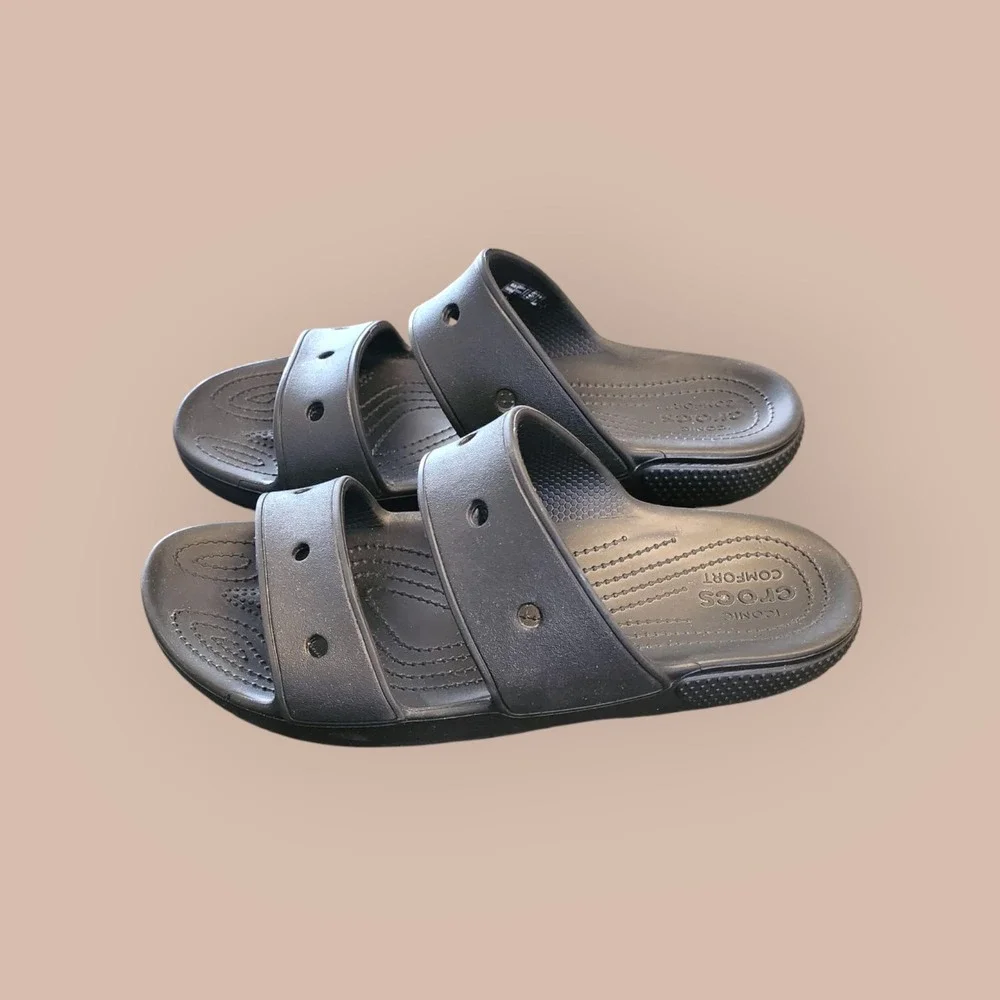 Crocs Classic Sandal Black for Men Women 2‎ Strap Slip On Men 10/Women 12 Unisex